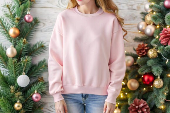 Download Gildan 18000 Light Pink Christmas Mockup - Christmas mockup Collection