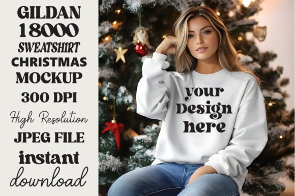 Download Gildan 18000 Christmas Mockup Ash 12 - Premium Resources
