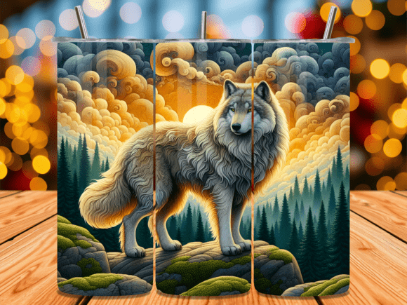 Download Majestic Wolf Sunset Forest Tumbler Wrap - Majestic wolf Collection